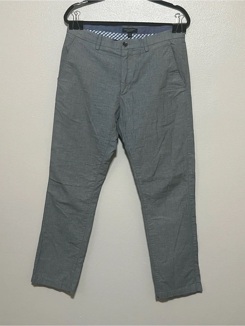 Men's Banana Republic Kentfield Pant Gray Size 32x30 Checkered Design